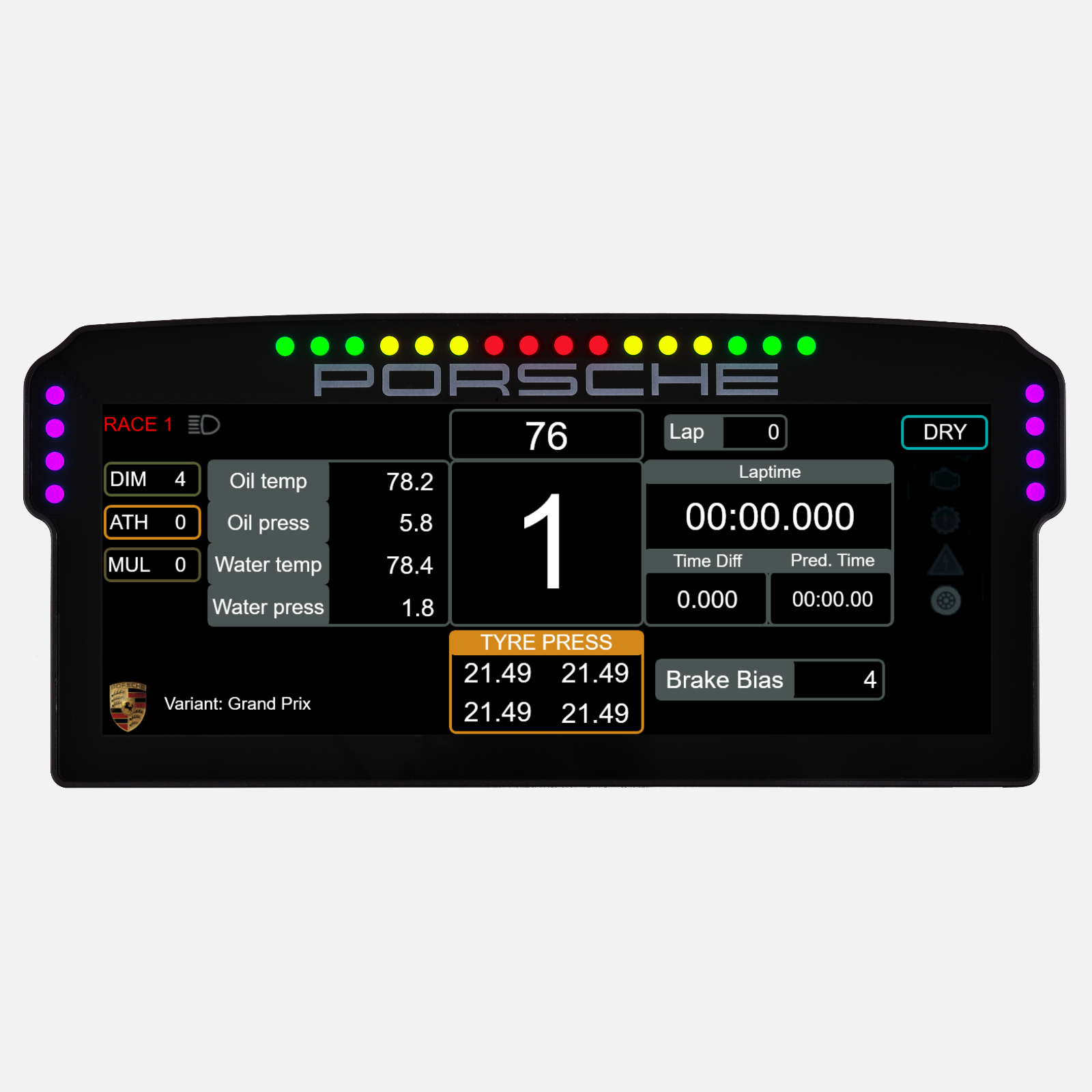 Porsche 911 GT3 Cup Dashboard Display Unit