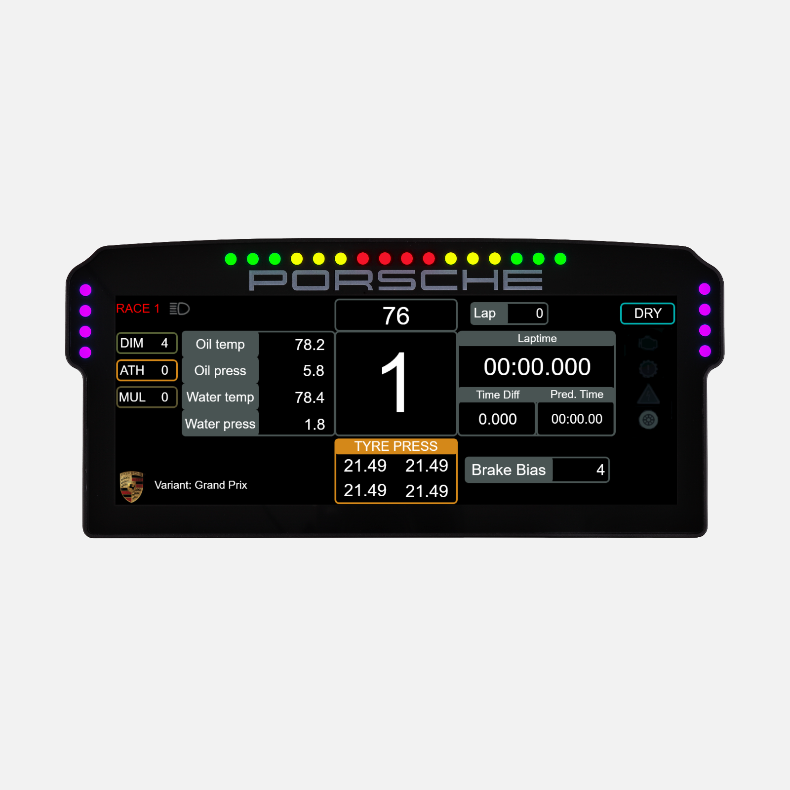 Porsche 911 GT3 Cup Dashboard Display Unit